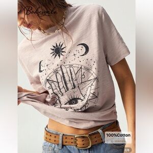 NWOT SHEIN Bohemela Blush Loose Wash Graphic Tee size L